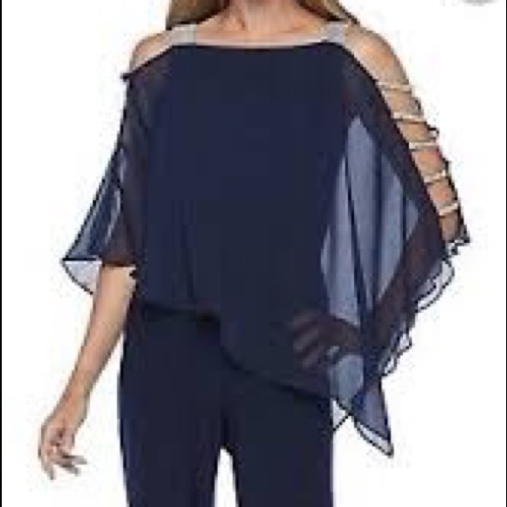 Navy Blue Dressy wide leg jumpsuit size 24